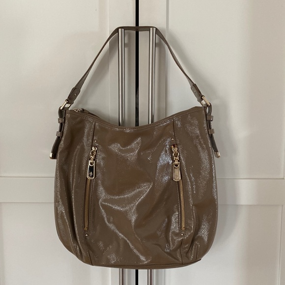 Cole Haan Essex Tan Patent Leather Hobo Shoulder Bag - Picture 1 of 16
